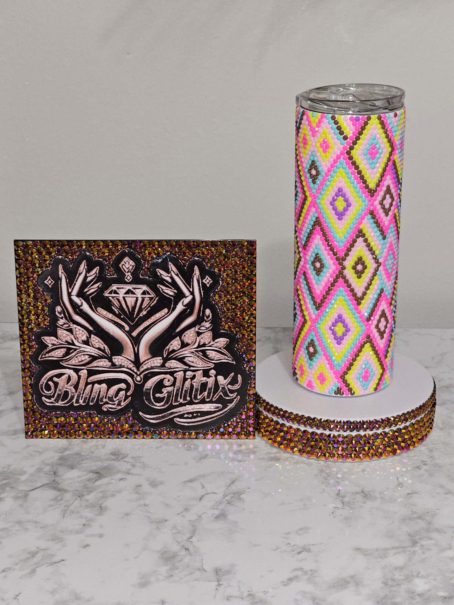 20oz Tumbler Template - Dazzling Diamonds *Digital File*