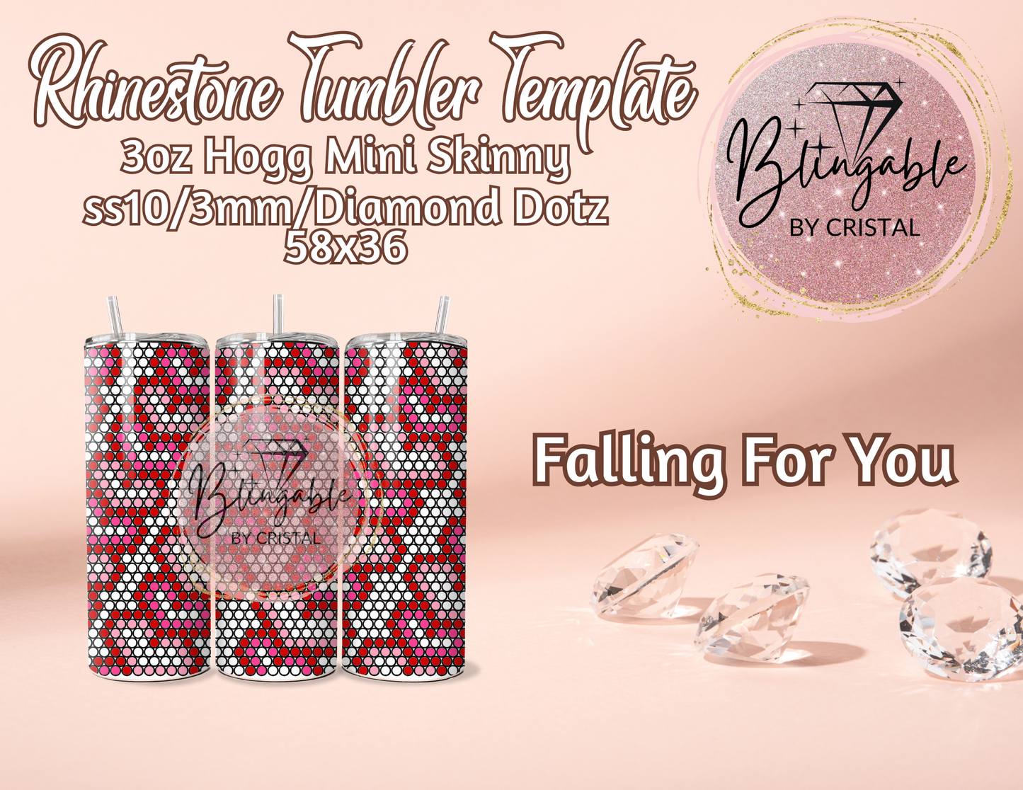 3oz Tumbler Template - Falling For You *Digital File*