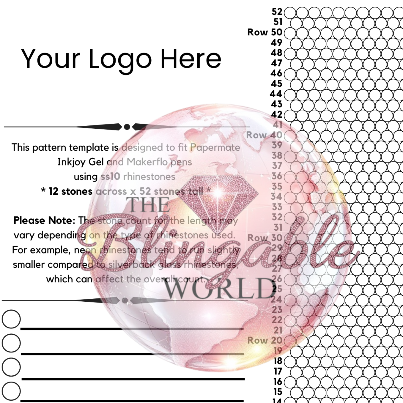 Blank Rhinestone Pen Template *Digital File*