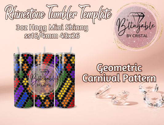 3oz Tumbler Template - Geometric Carnival *Digital File*