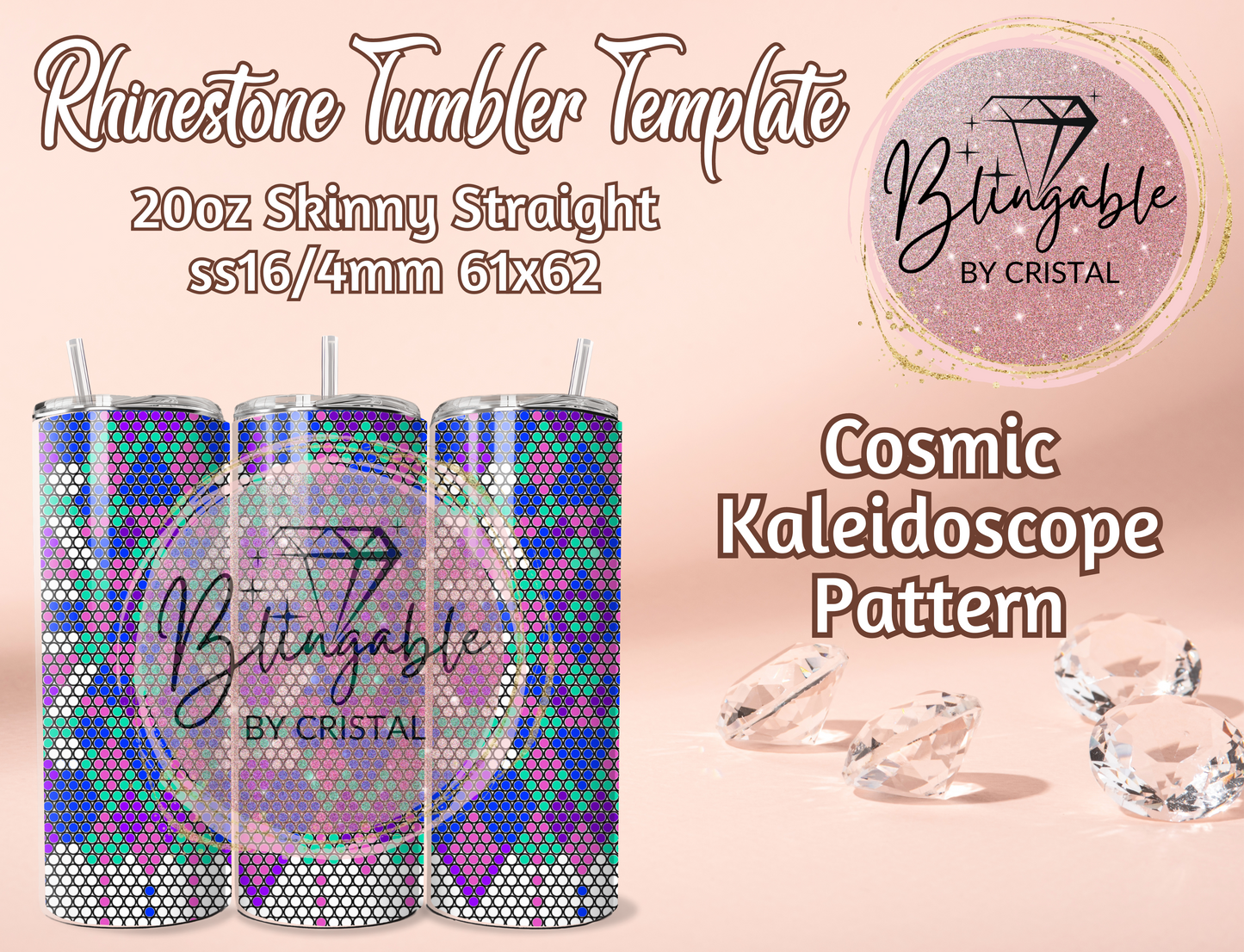 20oz Tumbler Template - Cosmic Kaleidoscope *Digital File*