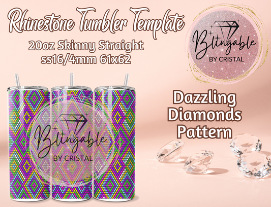 20oz Tumbler Template - Dazzling Diamonds *Digital File*