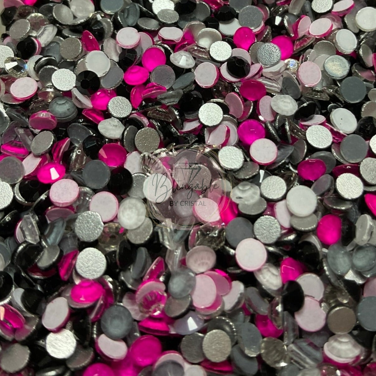 Gothic Pink Pen Mix - Glass Flatback Rhinestones