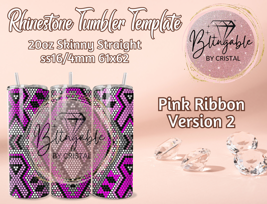 20oz Tumbler Template - Pink Ribbon Version 2 *Digital File*