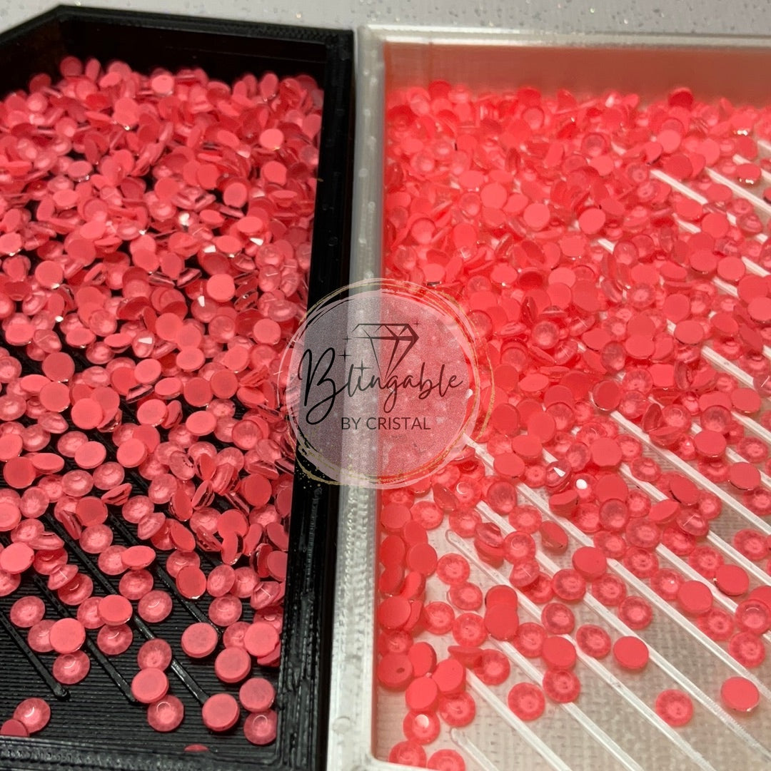 Neon Coral- Glass Flatback Rhinestones