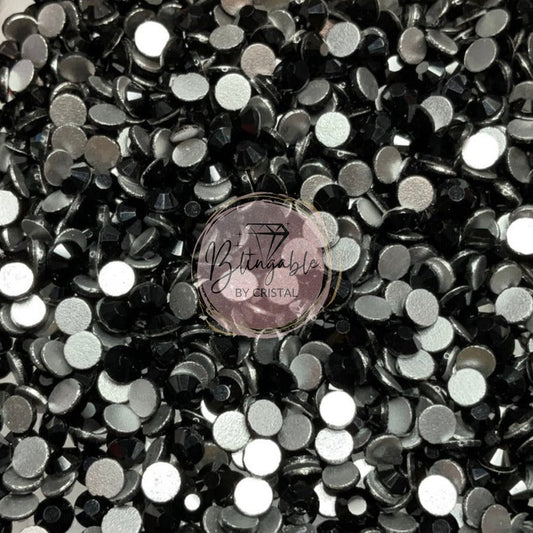 Jet Black - Glass Flatback Rhinestones